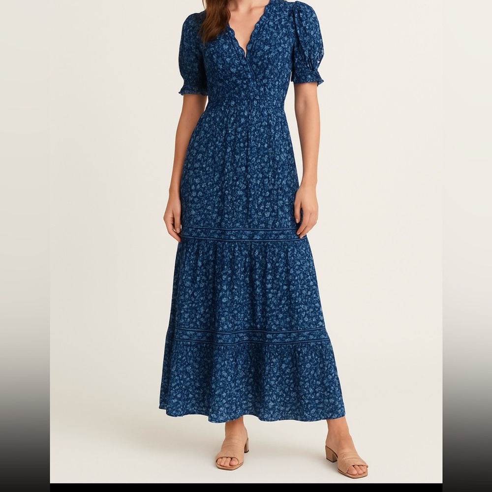 Max Studio Navy Floral Maxi Dress